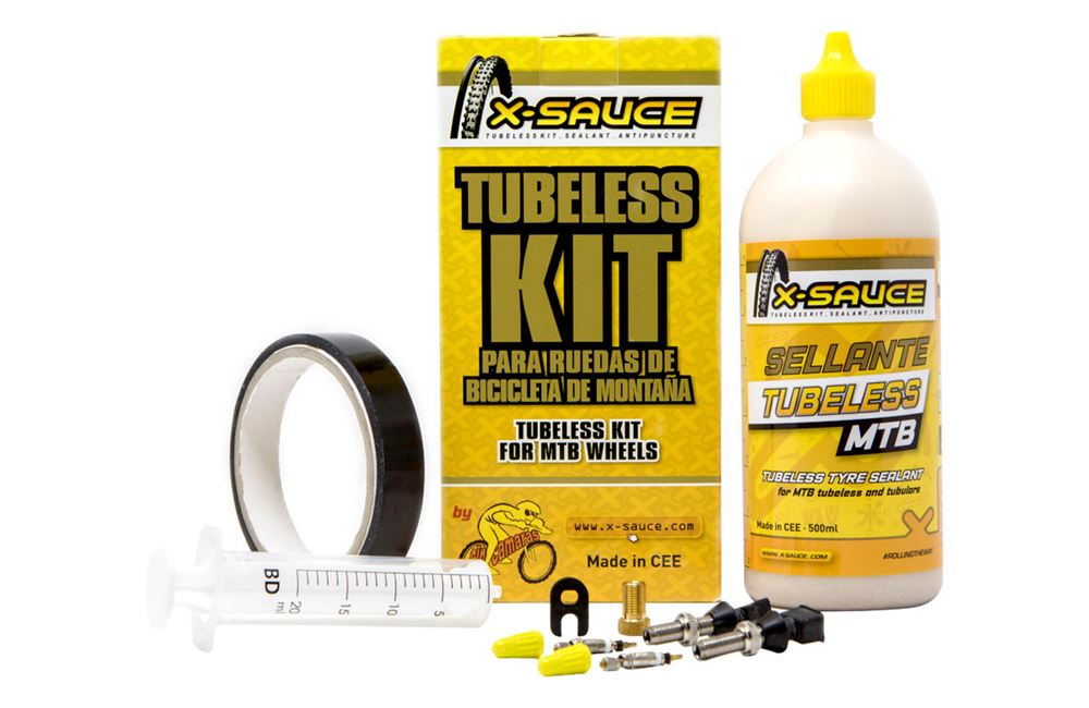 X-SAUCE KIT TUBELESS MTB VÁLVULA FINA - CINTA NEGRA 27MM